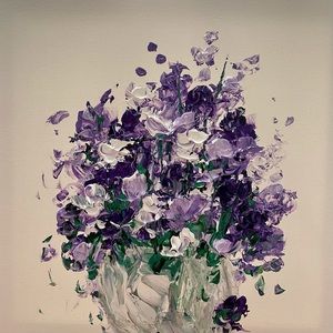 TODAY SALE PURPLE FLORAL ORIGINAL ACRYLIC PAINTING